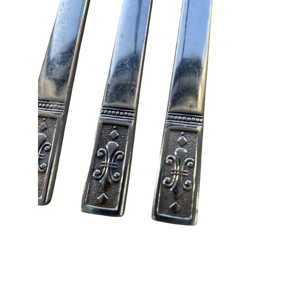 Oxford Hall Fleur De Lis Stainless Steel Japan Knives Set Of 7 Silver Tone